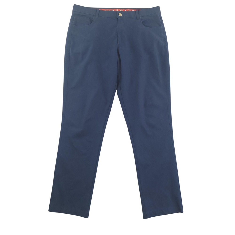 Puma Pants Mens 36x32 Blue Performance Golf Chino Stretch Flat Front Casual